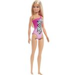 Product Mattel Barbie Doll Beach - Blond Doll with Tropical Checkers Pink Swimsuit (HDC50) thumbnail image
