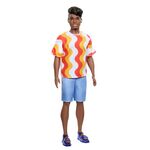 Product Mattel Barbie Ken Doll - Fashionistas #220 Dark Skin Doll with Behind the Ear Hearing Aids Wearing Orange Shirt  Jelly Shoes (HRH23) thumbnail image