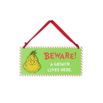 Product The Grinch Beware A Grinch Lives Here Hanging Plaque thumbnail image