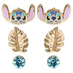 Product Disney Stitch Blue & Gold 3 Pairs of Studs Earrings Brass Plated thumbnail image