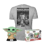 Product Funko Pop! & Tee Star Wars The Mandalorian Mando Grogu with Cookie Flocked (Special Edition) thumbnail image
