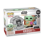 Product Funko Pop! & Tee Star Wars The Mandalorian Mando Grogu with Cookie Flocked (Special Edition) thumbnail image