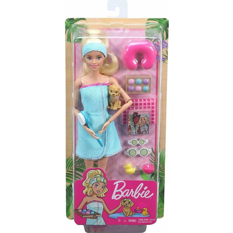Product Mattel Barbie - Wellness Spa Blonde Doll with Puppy And 9 Accessories (GJG55) image