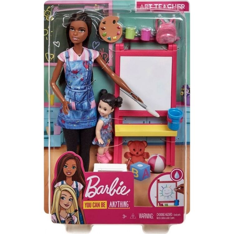 Product Mattel Barbie You Can be Anything - Dark Skin Doll Art Teacher with Brunette kid Doll (GJM30) image