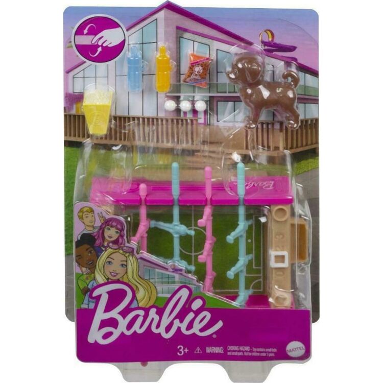 Product Mattel Barbie: Mini Playset With Pet, Accessories And Working Foosball Table, Game Night Theme (GRG77) image