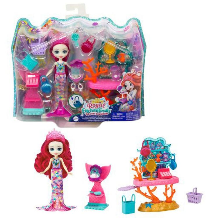 Product Mattel Enchantimals Royals: Ocean Kingdom - Ocean Treasures Shop (Milagra Mermaid  Scallop) Mermaid Set (HCF71) image