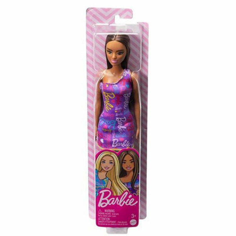 Product Mattel Barbie Purple Dress with Flowers - Dark Skin Doll Doll with Purple Dress (HGM57) image