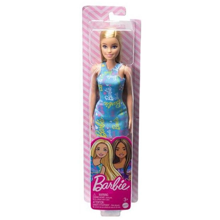 Product Mattel Barbie Purple Dress with Flowers - Blonde Doll with Blue Dress (HGM59) image