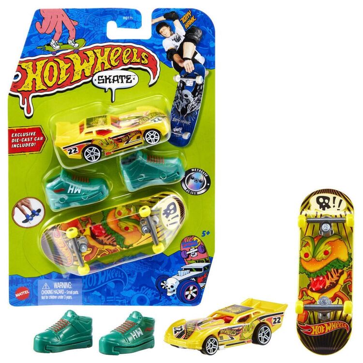 Product Mattel Hot Wheels: Skate - Maximum Leeway Car  Ferocious Foods Tony Hawk Fingerboard Set (HGT78) image