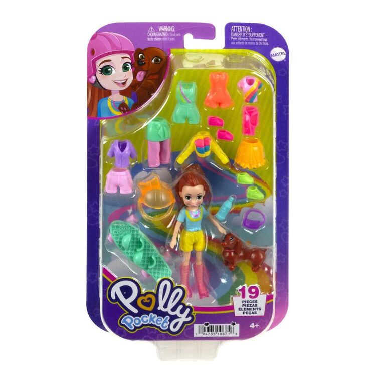 Product Mattel Polly Pocket: Medium Pack - Sports-Skate Pack Doll with Pet (HKV90) image