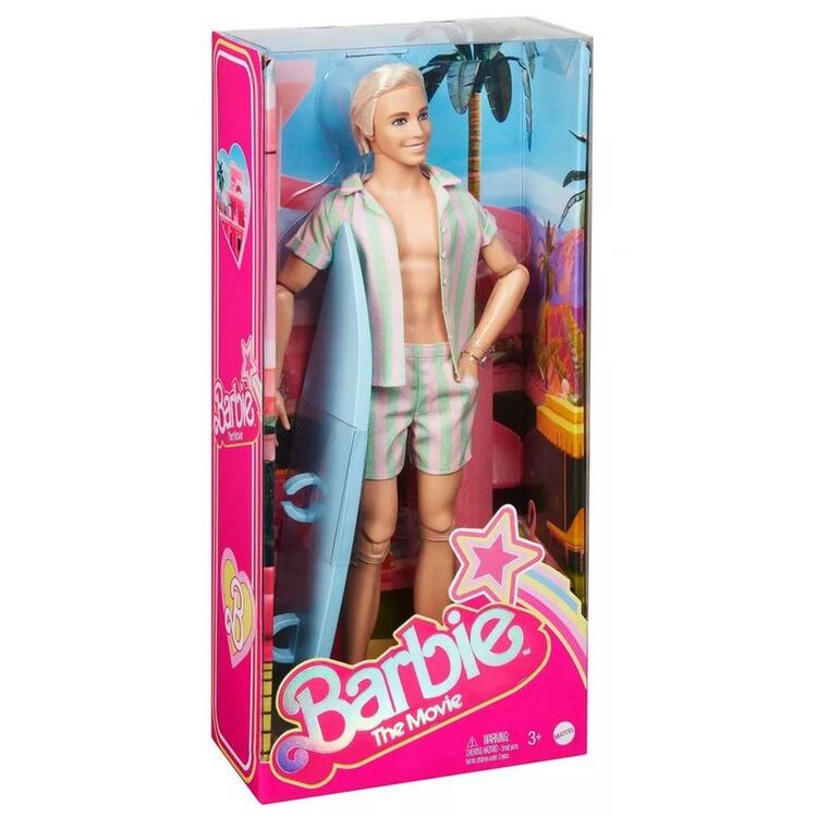 Product Mattel Barbie: The Movie - Ken Doll Wearing Pastel Striped Beach Matching Set (HPJ97) image