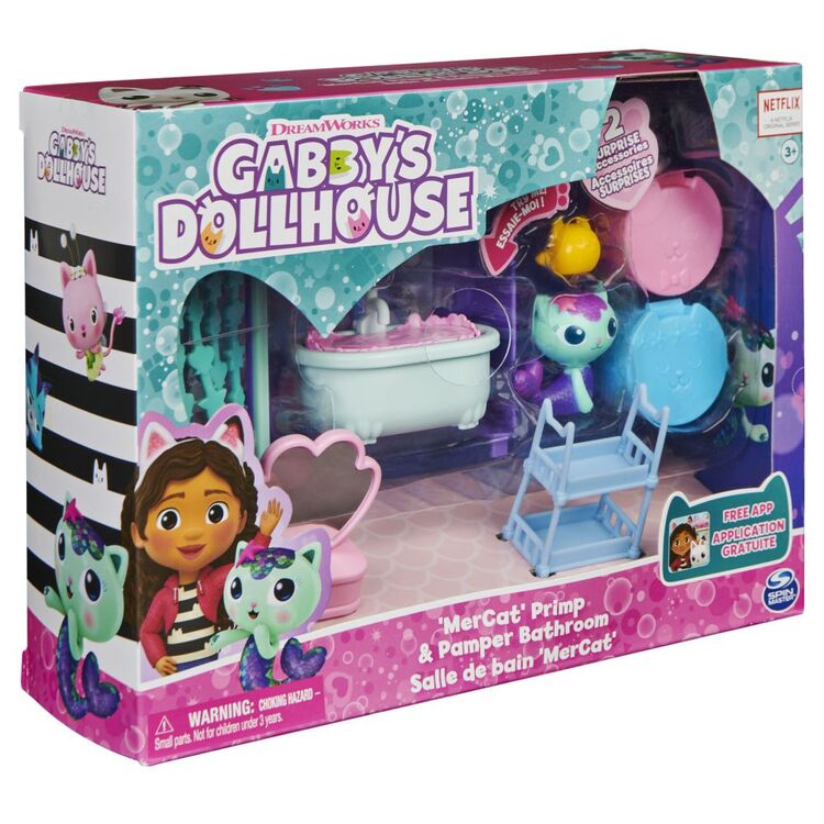 Product Spin Master Gabbys Dollhouse: MerCat Primp  Pamper Bathroom Deluxe Room Set (6062036) image