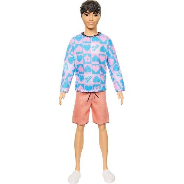 Product Mattel Barbie Ken Doll - Fashionistas #219 with Pink and Blue Heart Patterened Shirt (HRH24) image