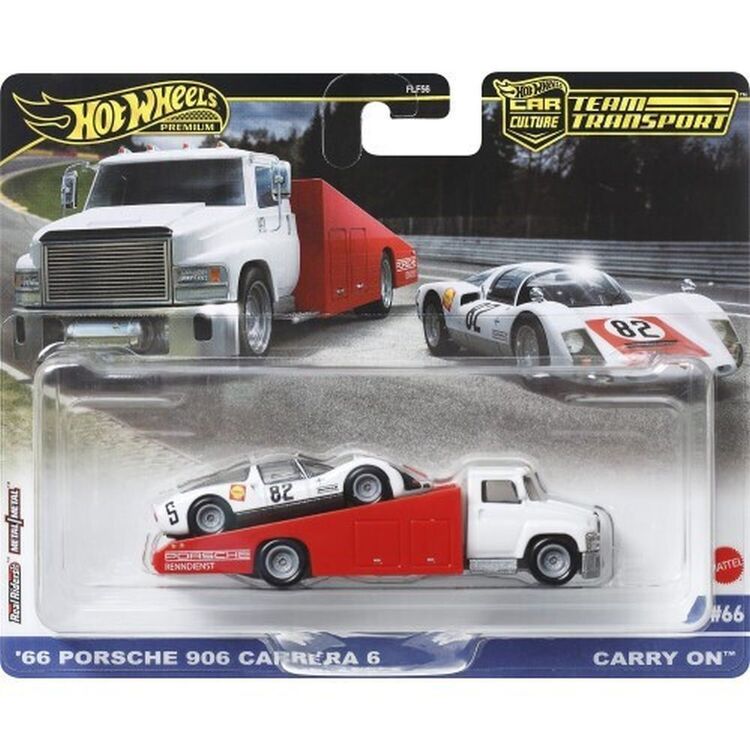 Product Mattel Hot Wheels: Premium Car Culture Team Transport - 66 Porsche 906 Carrera 6 Carry On (HRV47) image