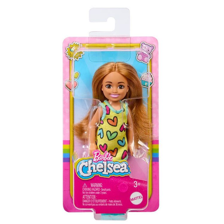 Product Mattel Barbie Club Chelsea Mini Girl Doll - Small Doll Wearing Removable Heart-print Dress  Shoes with Blond Ponytail (HNY57) image