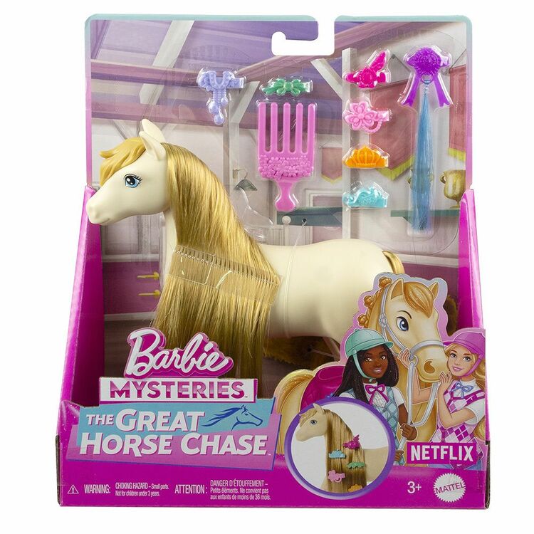 Product Mattel Barbie Mysteries: The Great Horse Chase - White Pony with Blonde Ponytail  (HXJ36) image