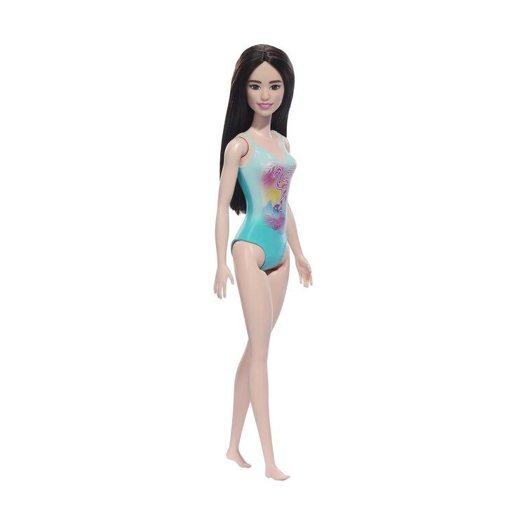 Product Mattel Barbie: Beach - Black Hair Doll Wearing Tropical Blue Swimsuit (HXX51) image