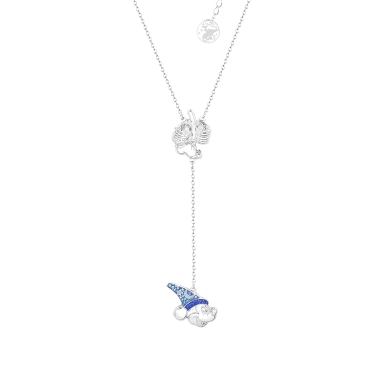 Product Disney Couture Fantasia Sorcerer's Apprentice Mickey & Mop White Gold-Plated Lariat Necklace image