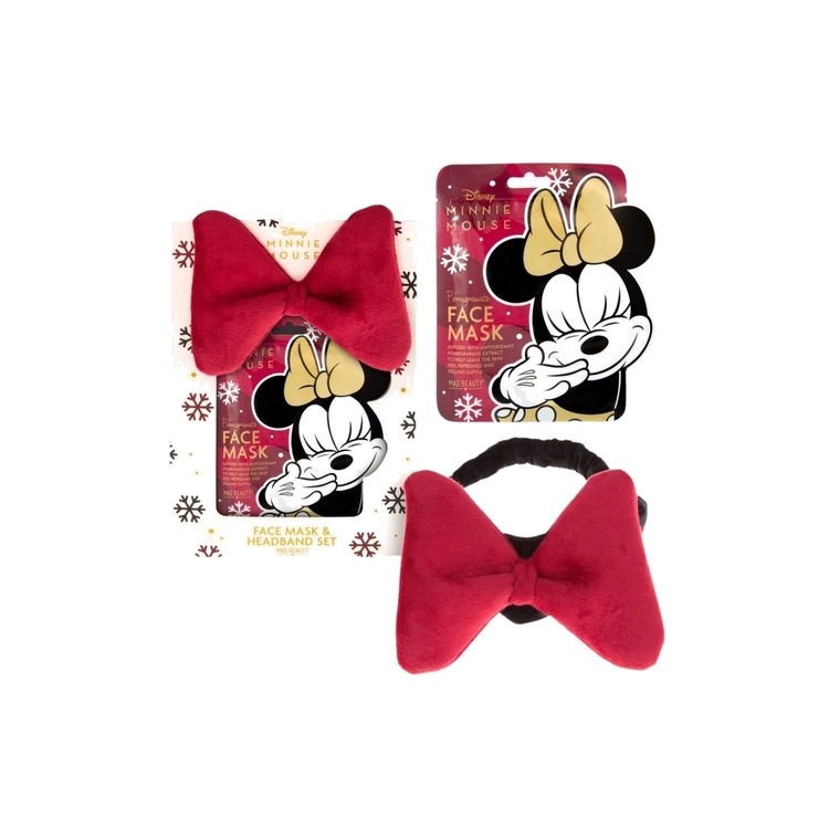 Product Disney Minnie Burgundy Face Mask & Headband Set image