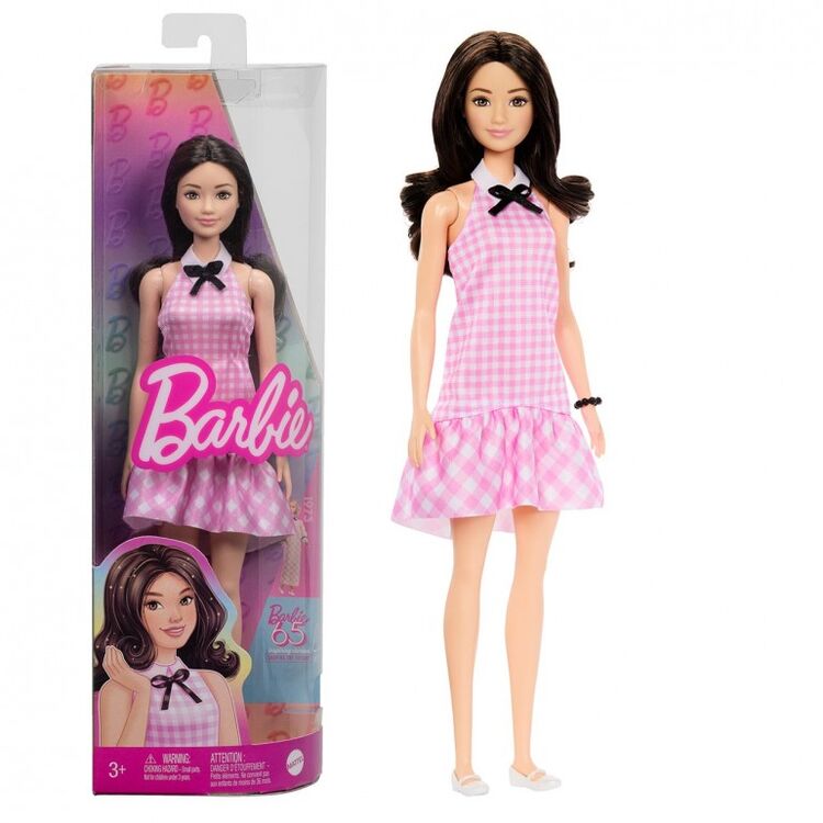 Product Mattel Barbie: Fashionistas #224 - Brown Hair with Pink Plaid Dress Doll (HRH21) image