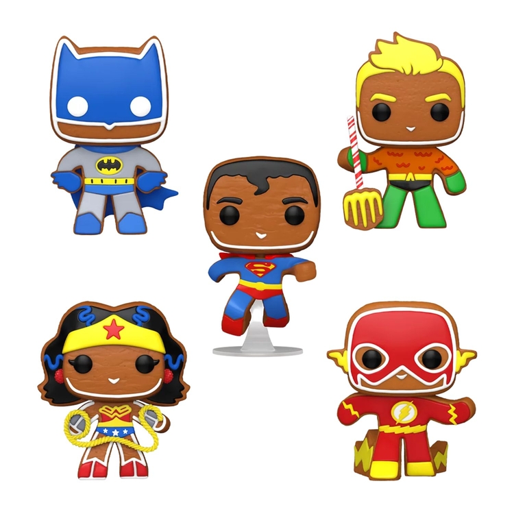 Product Funko Pop! DC Heroes Holiday Gingerbread Superman, Batman, Aquaman, Wonder Woman & Flash 5-Pack Φιγούρες (Exclusive) image