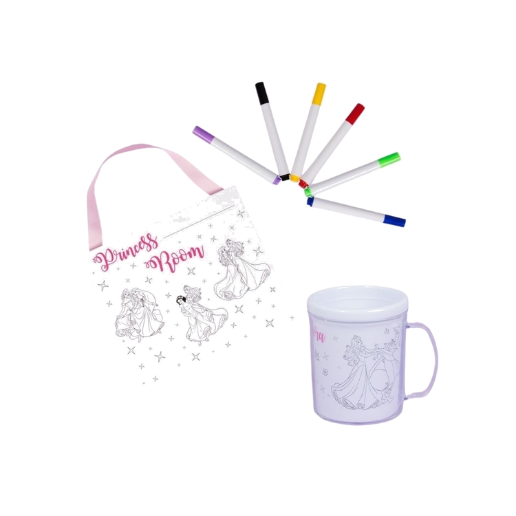 Product Disney Colour Me Princess Plaque and Plastic Mug image