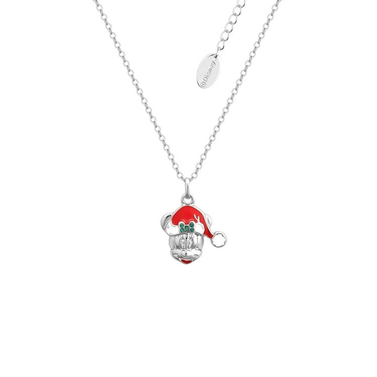 Product Disney Festive Christmas White Gold-Plated Minnie Mouse Holiday Necklace image