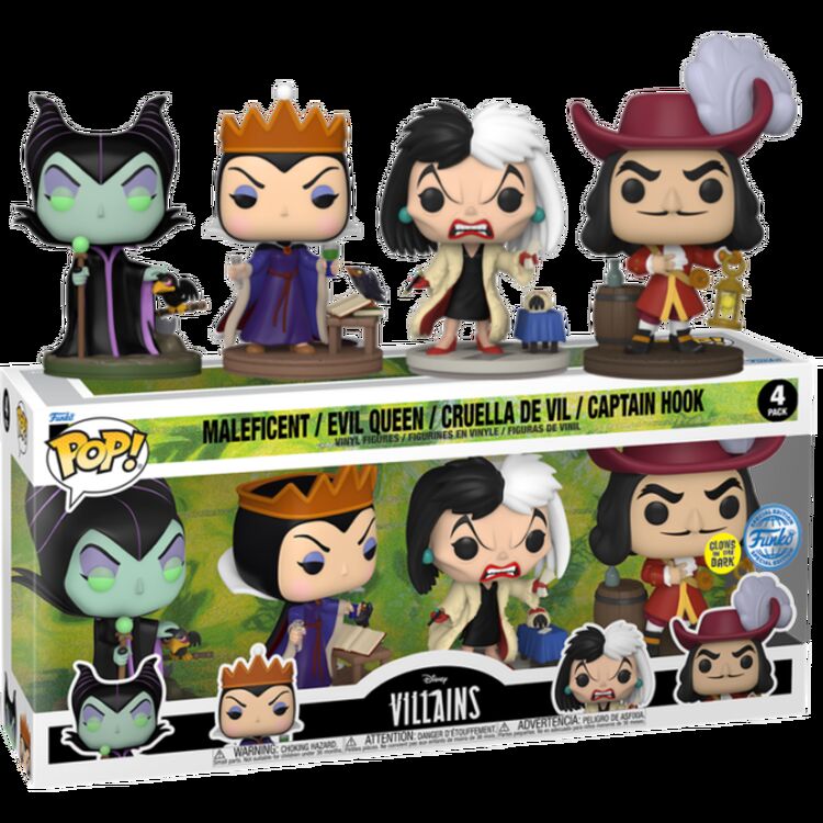 Product Funko Pop! 4-Pack Disney: Villains Maleficent/Evil Queen/Cruella De Vil/Captain Hook image