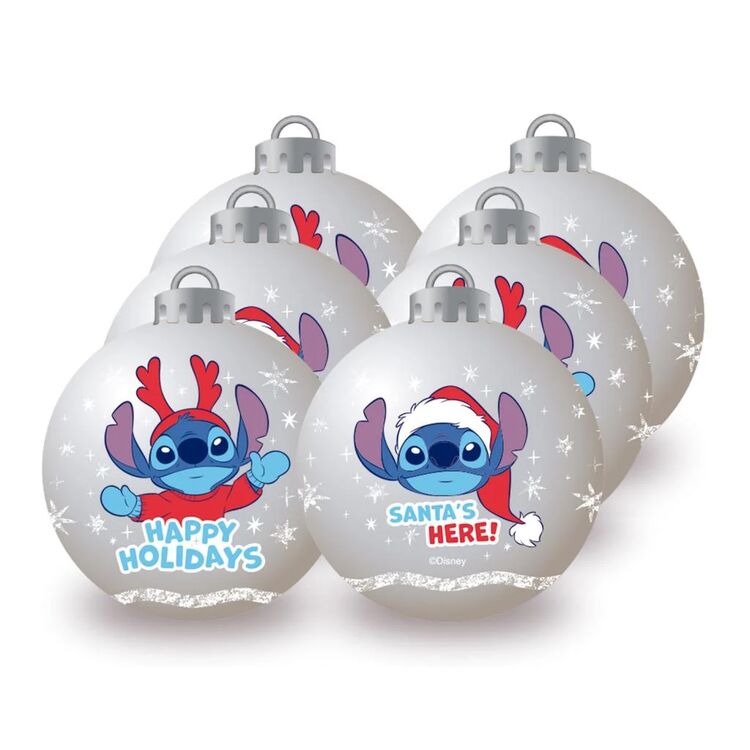 Product Χριστουγεννιάτικα Στολίδια Disney Stitch Silver 6 Christmas Baubles Pack image