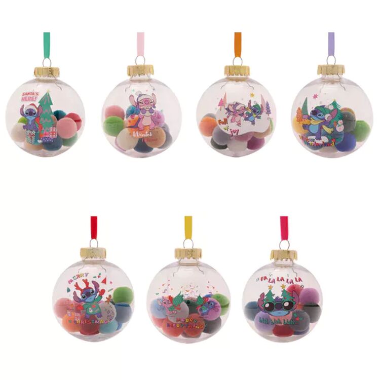 Product Disney Stitch Set of 7 Baubles with Pom Poms image