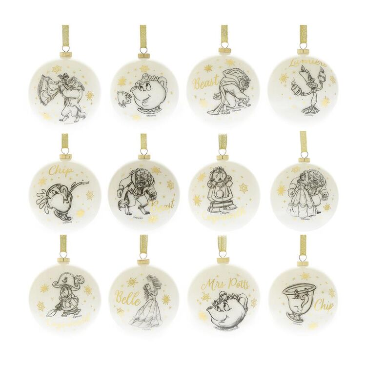 Product Disney Set of 12 Beauty & The Beast Acrylic GlitterBaubles image